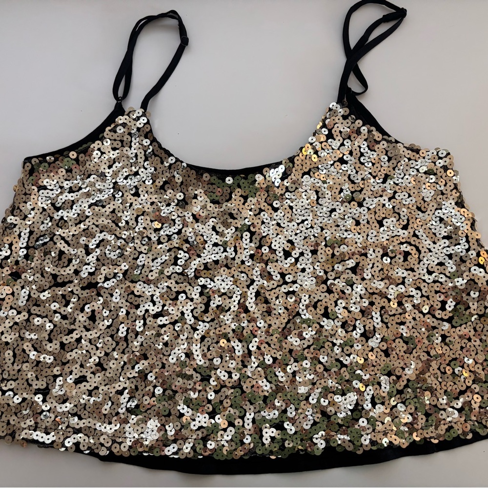 Gold Sequin Crop w/Adjustable Straps